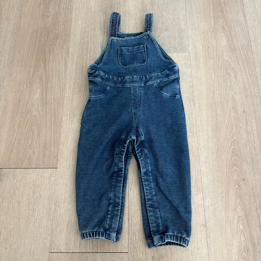Guess Kids Girls Overalls Size 12 Months Dark Blue Snap Legs Cotton Comfy Casual